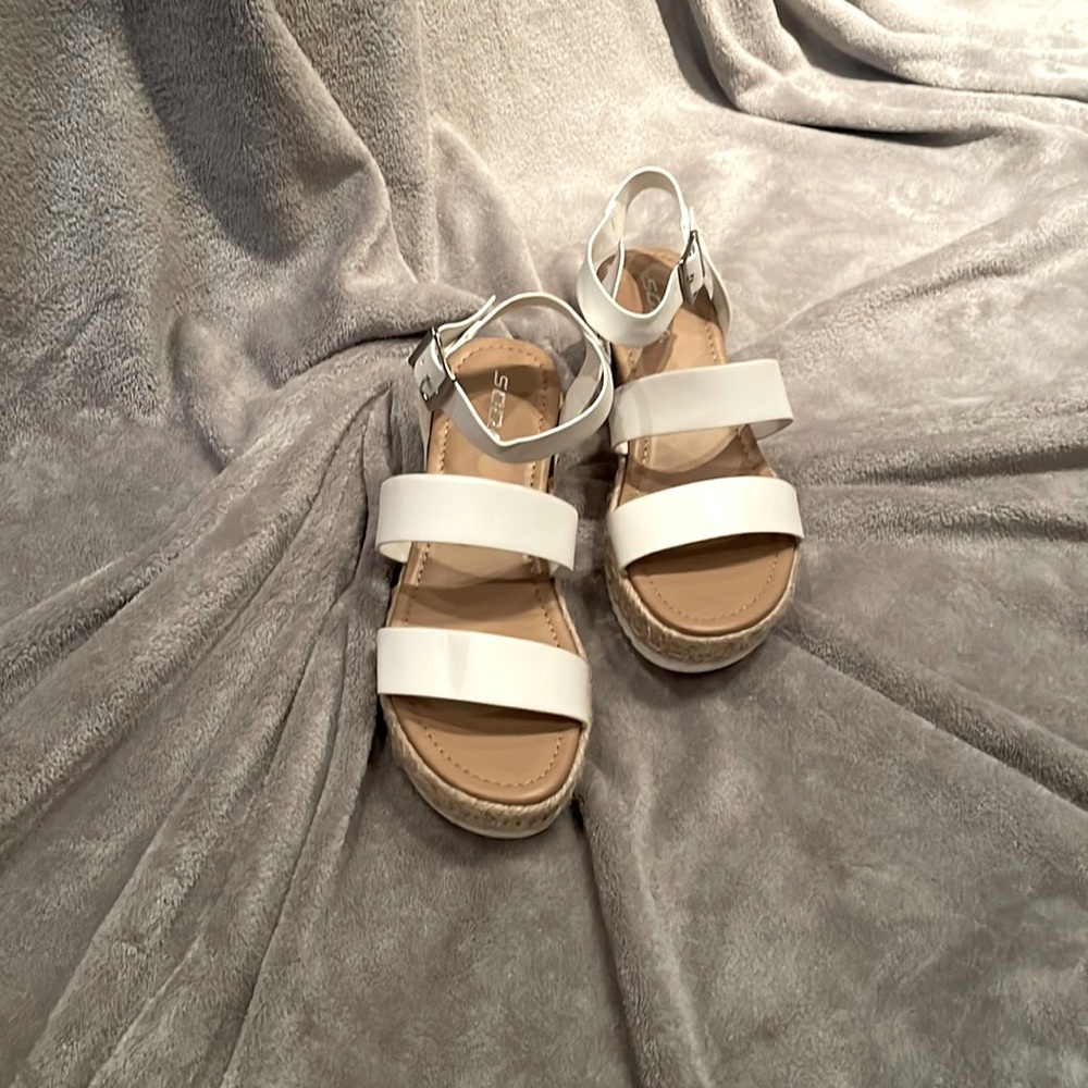 White brand new womans SODA sandals size 9.5.